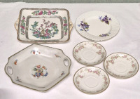 6 Floral Collectible Plates - Limoges, Bavaria, & England Largest Plate 10"