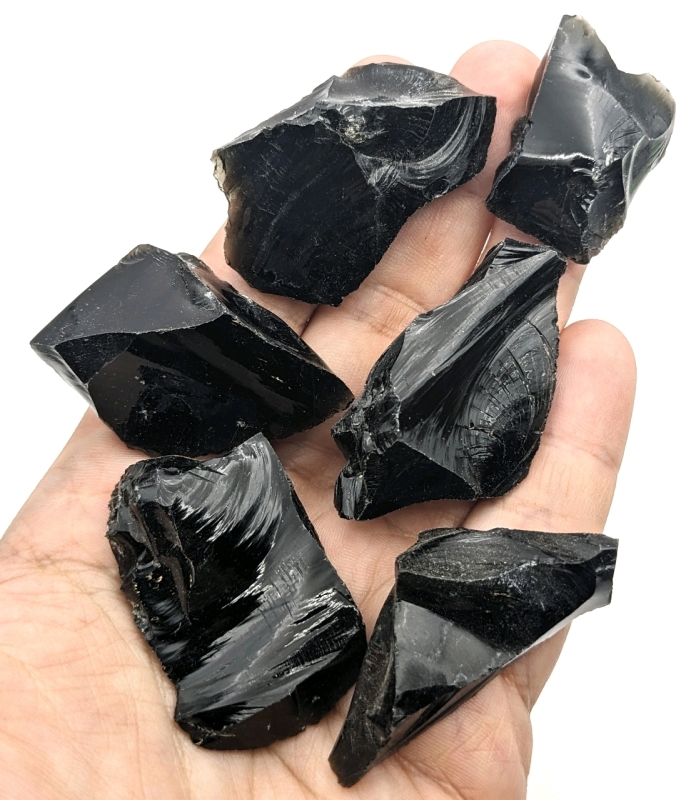 Raw Black Obsidian Stones (80.3g)