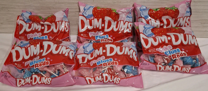 6 New Spangler Dum-Dums Lollipop Packets | Net WT 7.8oz per packet approx. | Best By 10/09/27