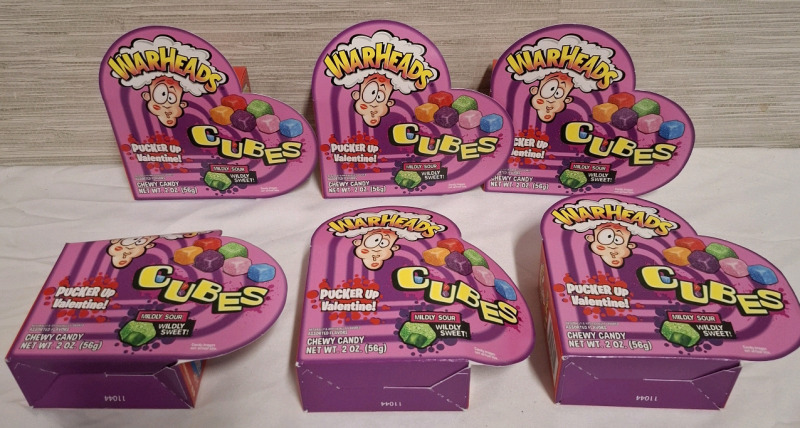 6 New Warheads Chewy Candy | <br/>Net WT 2oz each | Best Before: 02/2026 | Box Measurement: 3.5" X 3.5" each