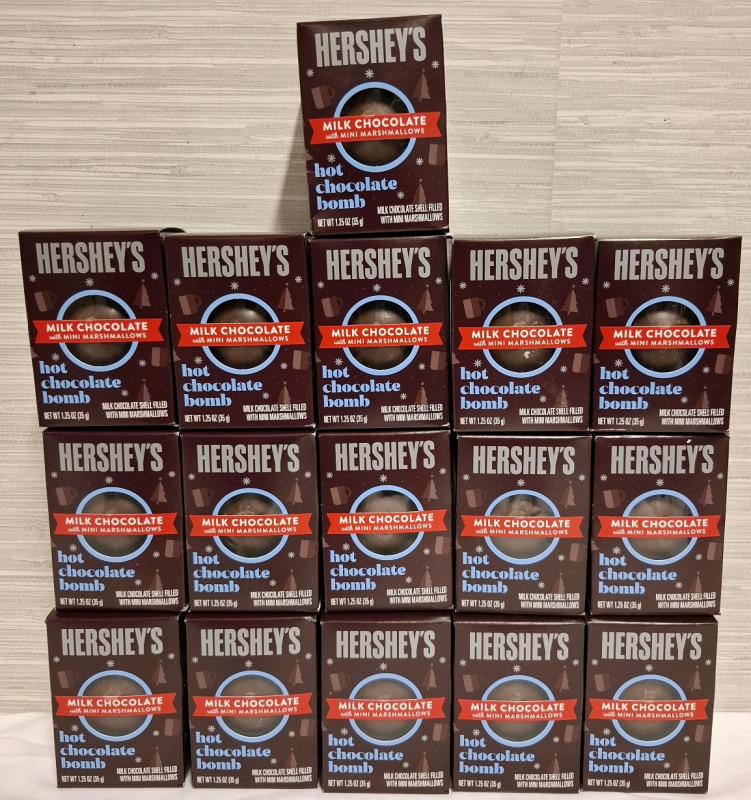 16 New Hershey's Milk Chocolate with Mini Marshmallows Boxes | Net WT 1.25oz each box | Measurements: 3.8" x 2.5" each box | Best Before- 07 2025