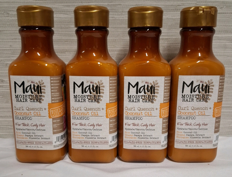 4 New Maui Moisture Hair Care Shampoos | Includes - Curl Quench & Coconut Oil | Net WT 395ml each | Height- 7.5" each Bottle