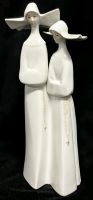 Vintage Lladro Spanish Porcelain "Two Nuns" Ceramic Figurine - 13" Tall, No Chips or Cracks
