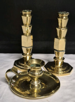 3 Vintage Brass Candle Holders