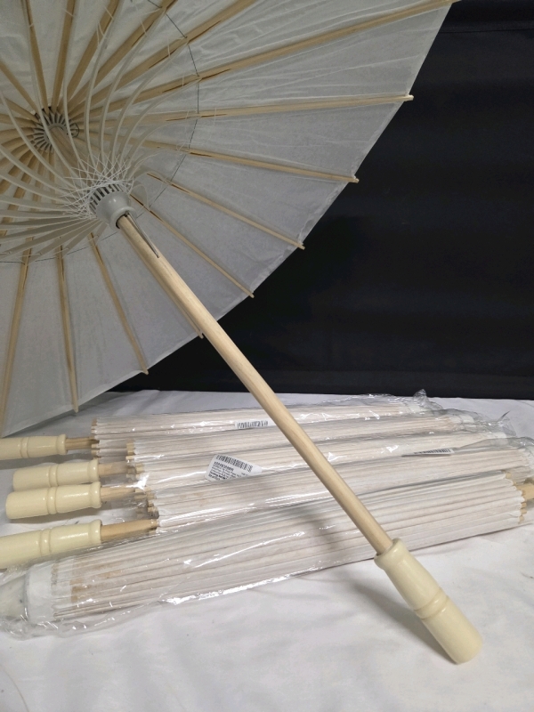 6 New | 12" Lovely Paper Umbrellas | 33" Diameter