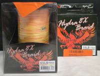 2 New | Phoenix brand 8X Braided lines | (1) Hydra B8X Braid 65LB 700yd in Orange & (1) Hydra 8X Braid 55LB 175yd in Moss Green