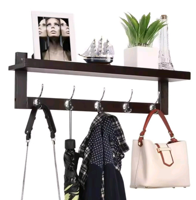 As New | HOMFA Bamboo Entry way 29 Shelf w/ Hooks