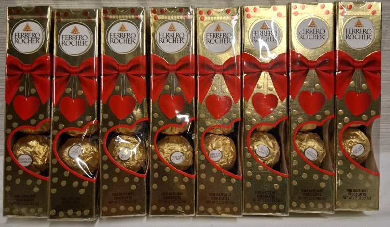 8 New Ferrero Rocher Boxes | Net WT 2.2oz each | Best Before May 14 2025 | Box Measurements: 6.9" X 1.5" each