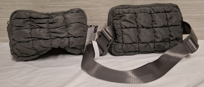 2 New Quilted Puffy Belt Bag Grid Puffy Sling Bag for Women