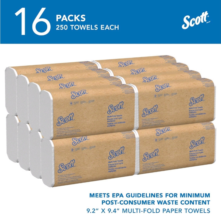 New Case Of | Scott #184005 Multi-Fold Paper Towels { 16 Packs Of 250 Sheets = 4000 Sheets Total } | * Retails $86.13 *