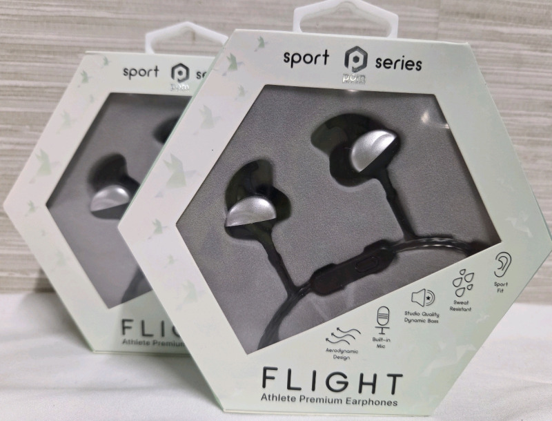 2 New | FLIGHT Athlete Premium Earphones | Sweat Resistant, Built in Mic
