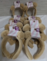 14 New Adult Size Belle Maison Fuzzy bear Ear Spa Headband. One Size Fits Most.