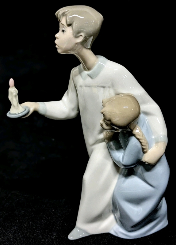 Vintage Lladro Spanish Porcelain Boy & Girls in Nightgowns - 8" Tall, No Chips or Cracks, Some Spots on Boy's Nightgown