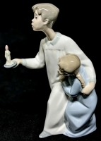 Vintage Lladro Spanish Porcelain Boy & Girls in Nightgowns - 8" Tall, No Chips or Cracks, Some Spots on Boy's Nightgown