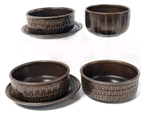 6 Pieces WEDGWOOD in Pennine Pattern : 3 Cereal/Salad Bowls 5" + 2 Small Plates 6.25" + Small High-Walled Bowl 4"