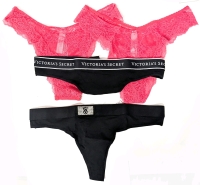 4 New Pairs Size MED Women's VICTORIA'S SECRET Underwear: 1&times; Brazilian Panties, Cotton Shine Logo Panty & Cotton Thong Panty | Over $50 Retail Value