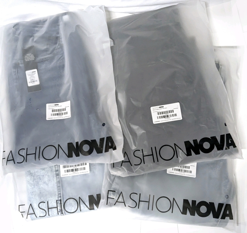 4 New Size 1 Women's FASHION NOVA Jeans: Tuscon High Rise Stretch Flare, Side Slit Stretch Slim Bootcut, Milans Sculpting Stretch Flare & San Diego Stretch Flare Jeans | Over $115 Retail Value!