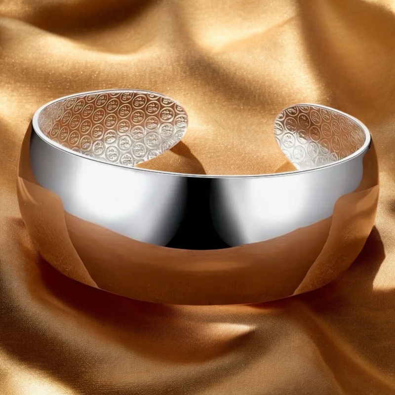S999 Sterling Silver Bracelet Open Mirrored Cuff More details in description