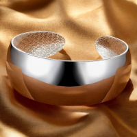 S999 Sterling Silver Bracelet Open Mirrored Cuff More details in description