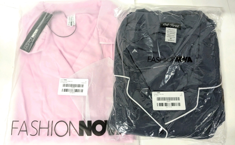 2 New Size 2X Women's FASHION NOVA: Simply Over It PJ Sleep Shirt (Pink/Combo) & Awakeish PJ Pant Set (Navy) | Retails Over $50!