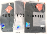 3 New Size MED Men's YOUNGLA : 411 Perfect Tee Straight Bottom, 4091 Cloudfoam Blackletter Longsleeve Shirt, 249 Flagship Track Pants | Over $150 Retail Value!