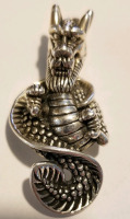 Sterling silver 2 1/4" Dragon pendant