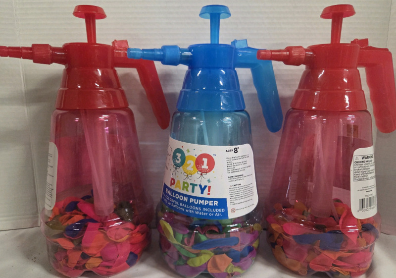 3 New | Balloon Pumpers | 250 Colorful Balloons Included ea. For Water or For Air | Measures 1ft Tall