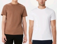 2 New Size Small Men's FRANK AND OAK The Essential Slim Tees - White & Walnut | Over $80 Retail Value!
