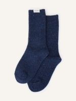 New One Size Unisex FRANK AND OAK Donegal 80% Wool / 20% Recycled Nylon Winter Socks in Blue