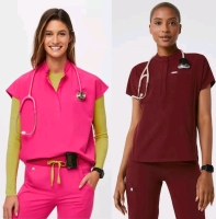 2 New Size LARGE Women's FIGS Scrub Tops : Montex Classic Mock Neck Scrub Top & Rafaela Oversized Scrub Top | Over $100 Retail Value!