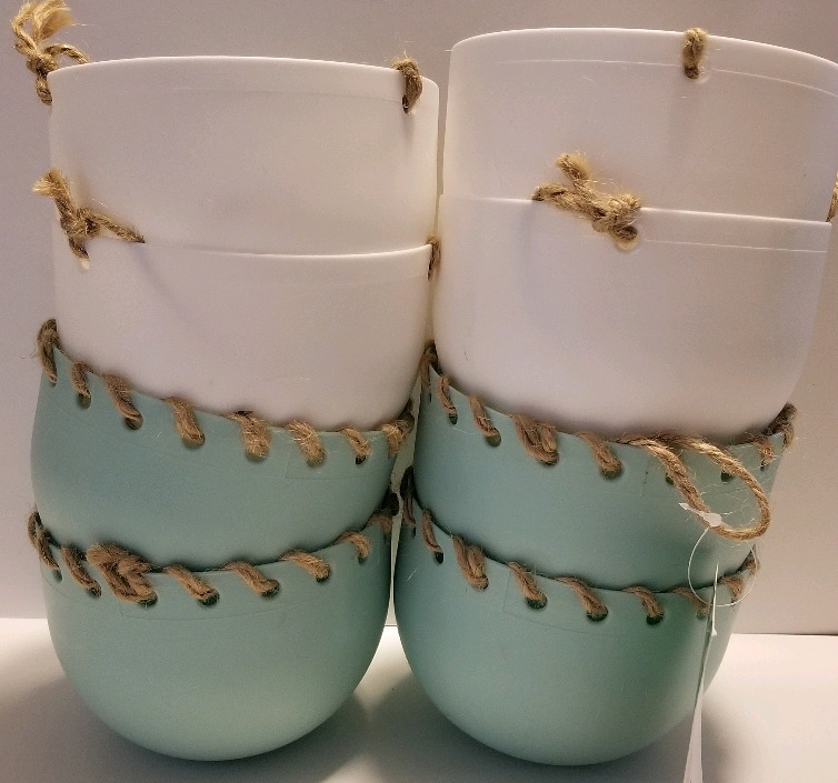 8 new hanging plant pots with drain plugs