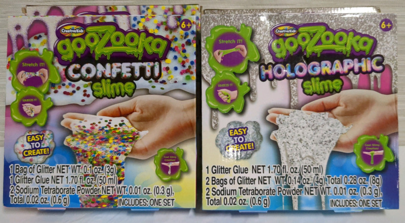 4 New Boxes Creative Kids Goozooka Confetti & Holographic Slime Kits