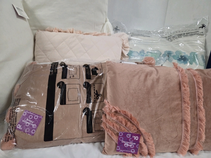 8 New | Variety Throw Pillows | Largest Measures 18" x 18"