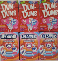 6 New Boxes | (3) 249g Boxes of 25 Lifesavers Swirled Lollipops | (3) 244g Boxes of 50 DumDums