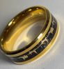 Durable Tungsten Carbide Steel Ring Timeless Black with Vibrant Golden ECG Pattern Signed Romantic Size 12 - 4