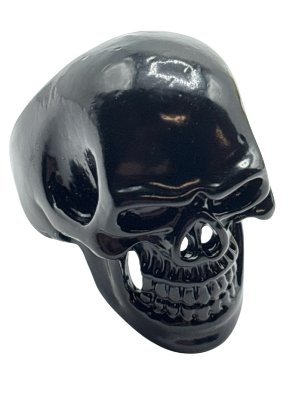 Gothic Stainless Steel Skull Ring Black Retro Design with Detailed Teeth & Eye Sockets Size 11