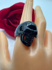 Gothic Stainless Steel Skull Ring Black Retro Design with Detailed Teeth & Eye Sockets Size 11 - 2