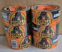 6 New Rolls Black Gorilla Tape 1.88" by 10 yards