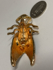 Gorgeous Rhinestone and Enamel Cicada Insect Brooch Holding Faux Pearl Approximately 2 Inch - 5
