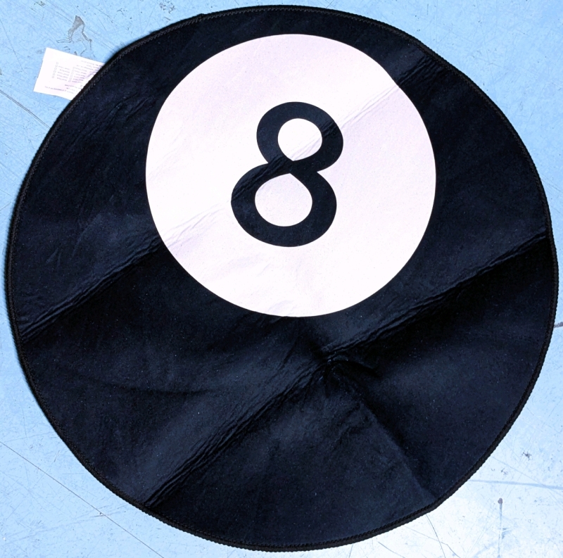 New 23" Diameter Billiards 8-Ball Rug With Non-Slip Backing
