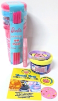 New PEACHYBBIES Peachy's Penguin Popsicle Slime with Bracelet & Sticky-Fix Spray + New Licensed 4-Pack BARBIE &times; Miniso Plastic 520ml Drink Cups with Lids & Straws