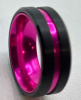 Elegant Pink Inlay Tungsten Carbide 8mm Black Wide Band Ring Size 7.5 Stamped - 5