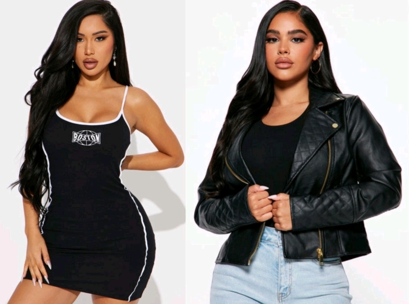 2 New Size SM Women's FASHION NOVA Jacket & Dress : Out For A Ride Vegan Leather Moto Jacket (Black) & Boston Bound Mini Dress (Black White) | Over $70 Retail Value!