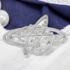 Two X French Luxury Style Pearl and Rhinestones Camellia Brooch Art Nouveau Styled<br/>Approximately 2.6 x 1.6 Inch - 2