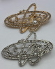 Two X French Luxury Style Pearl and Rhinestones Camellia Brooch Art Nouveau Styled<br/>Approximately 2.6 x 1.6 Inch - 4