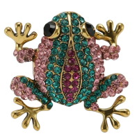 Sparkling Rhinestone Frog Brooch Pendant Such Character <br/>Approximately 1.9 x 1.7 Inch