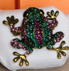Sparkling Rhinestone Frog Brooch Pendant Such Character <br/>Approximately 1.9 x 1.7 Inch - 2
