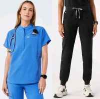 2 New Size XL/XL Reg Women's FIGS Montex Classic Mock Neck Scrub Top & Zamora Jogger Scrub Pants | Retail Value Over $110!