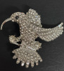 Sparkling Pave Rhinestone Hummingbird Brooch 3 Chatons on Branch Approximately 1.8 x 1.85 Inch Vibrant Hummingbird Trinket Round Box - 4