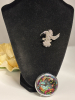 Sparkling Pave Rhinestone Hummingbird Brooch 3 Chatons on Branch Approximately 1.8 x 1.85 Inch Vibrant Hummingbird Trinket Round Box - 5